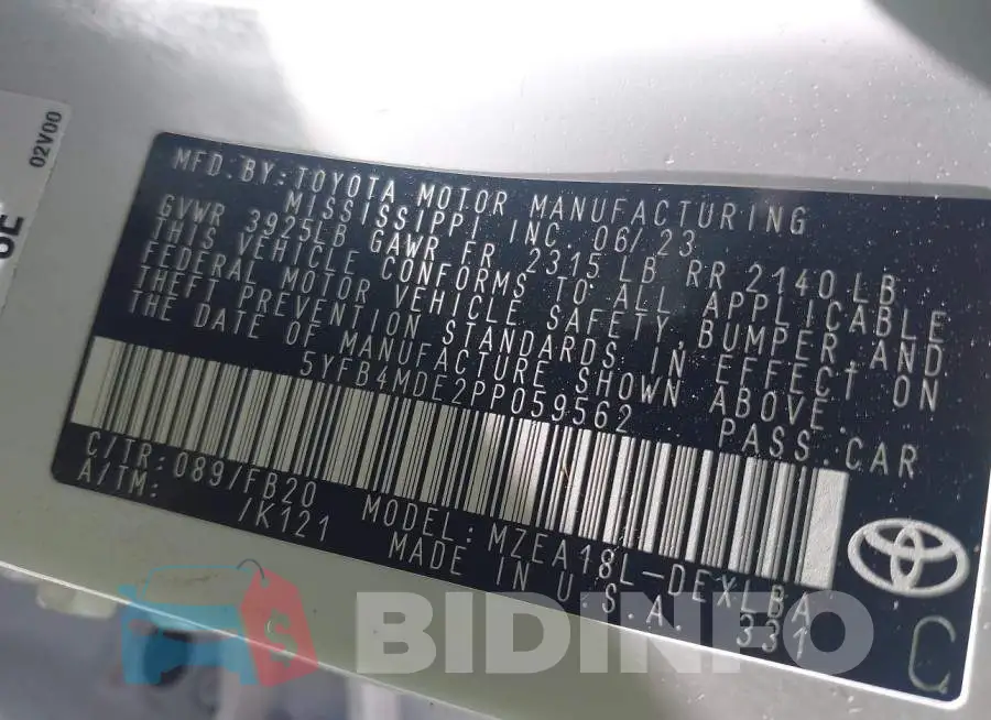 5YFB4MDE2PP059562 Photo# 9