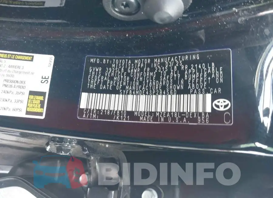 5YFB4MDE4SP284560 Photo# 9