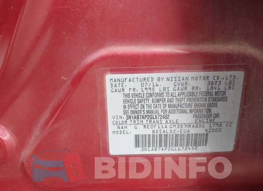 3N1AB7AP2GL672452 Photo# 9