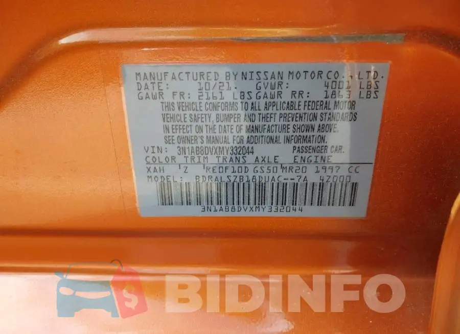 3N1AB8DVXMY332044 Photo# 9