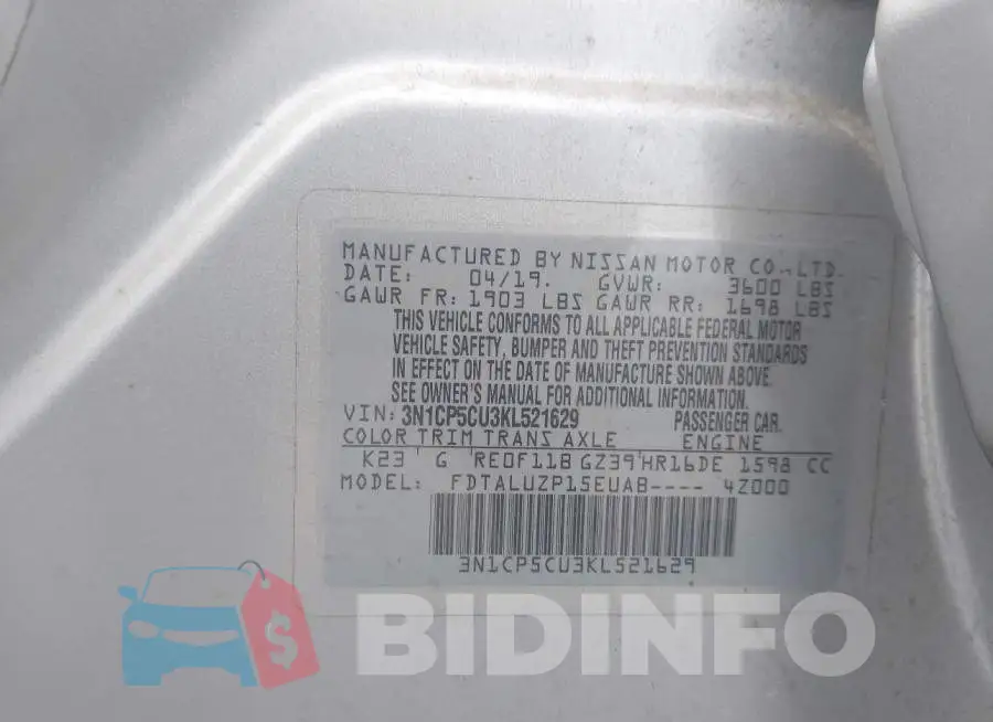3N1CP5CU3KL521629 Photo# 9