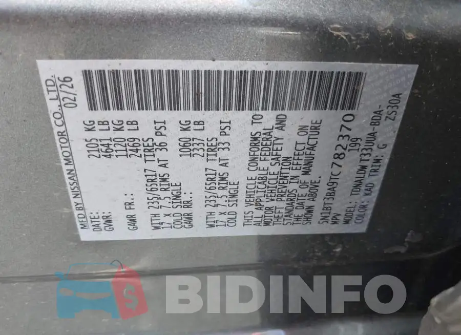 5N1BT3BA9TC782370 Photo# 9