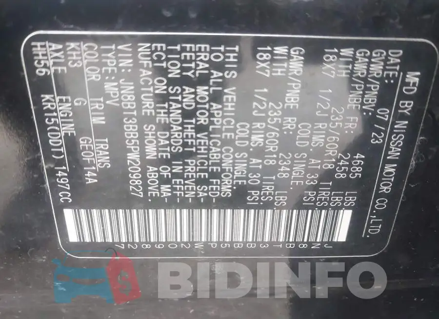 JN8BT3BB5PW209827 Photo# 9