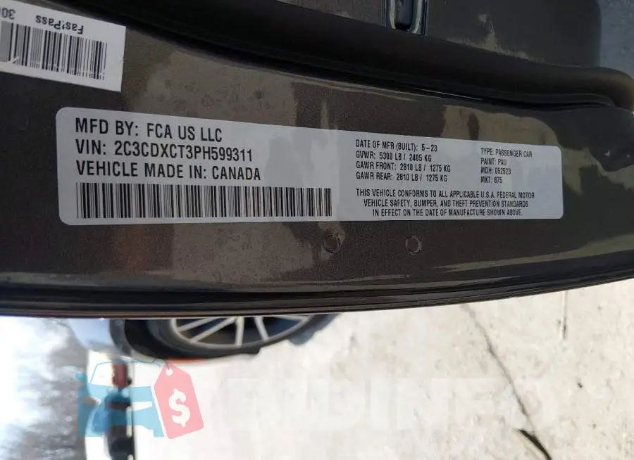 2C3CDXCT3PH599311 Photo# 9