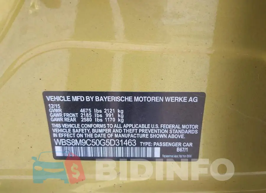 WBS8M9C50G5D31463 Photo# 9