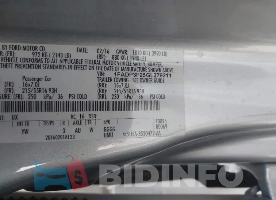 1FADP3F25GL279211 Photo# 9