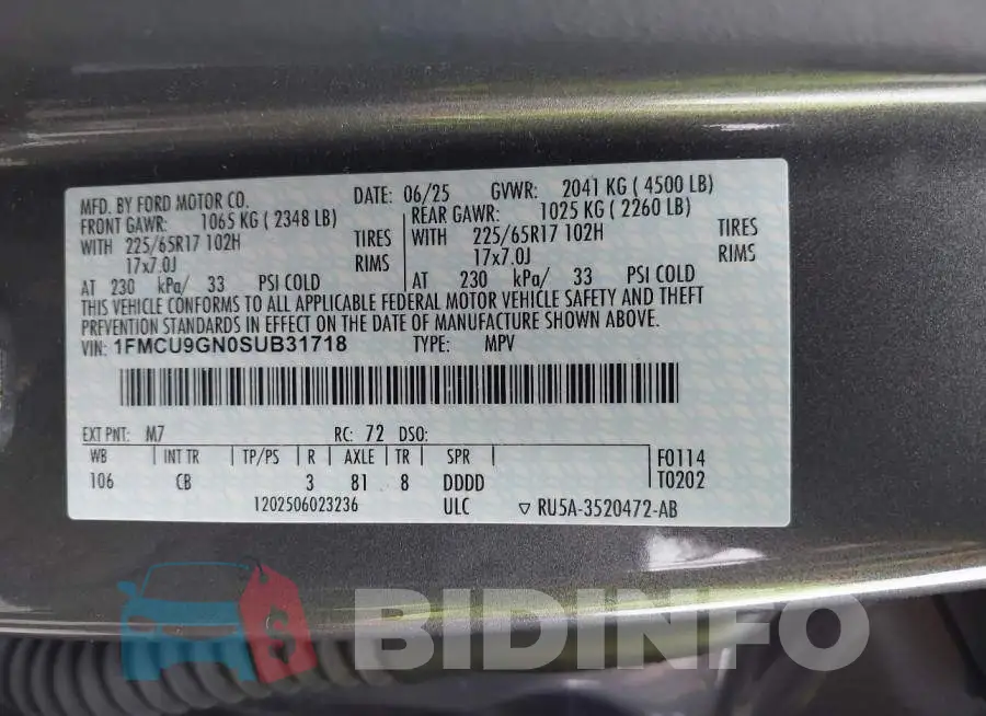1FMCU9GN0SUB31718 Photo# 9