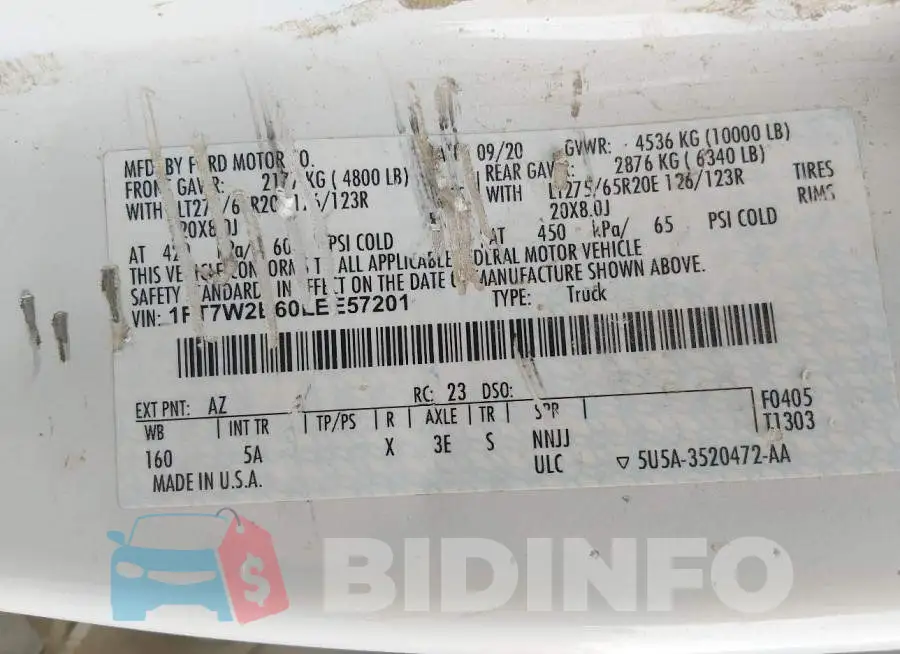 1FT7W2B60LEE57201 Photo# 9