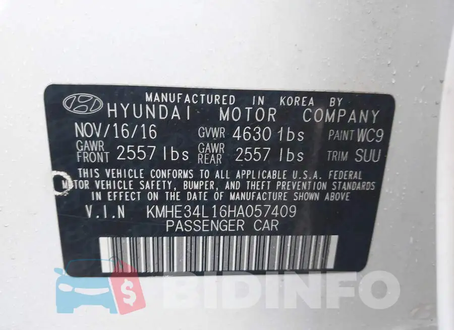 KMHE34L16HA057409 Photo# 9