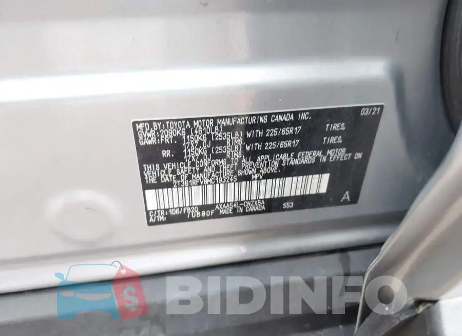2T3G1RFV8MC193245 Photo# 9
