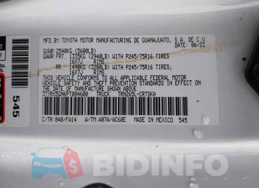 3TYRX5GN6PT084600 Photo# 9