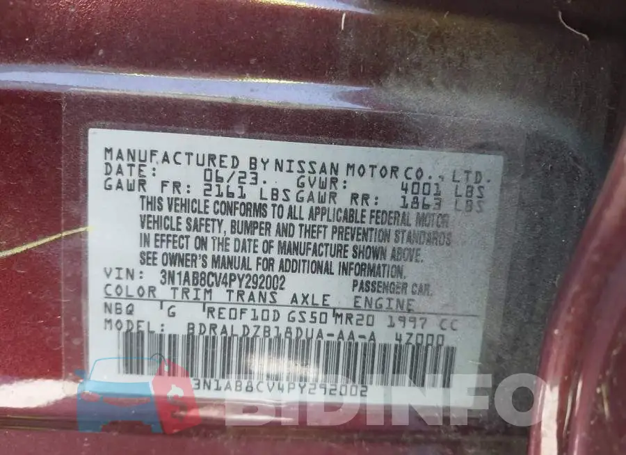 3N1AB8CV4PY292002 Photo# 9