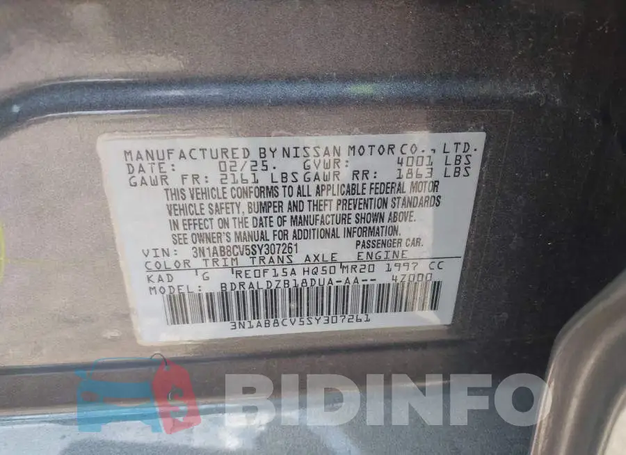3N1AB8CV5SY307261 Photo# 9