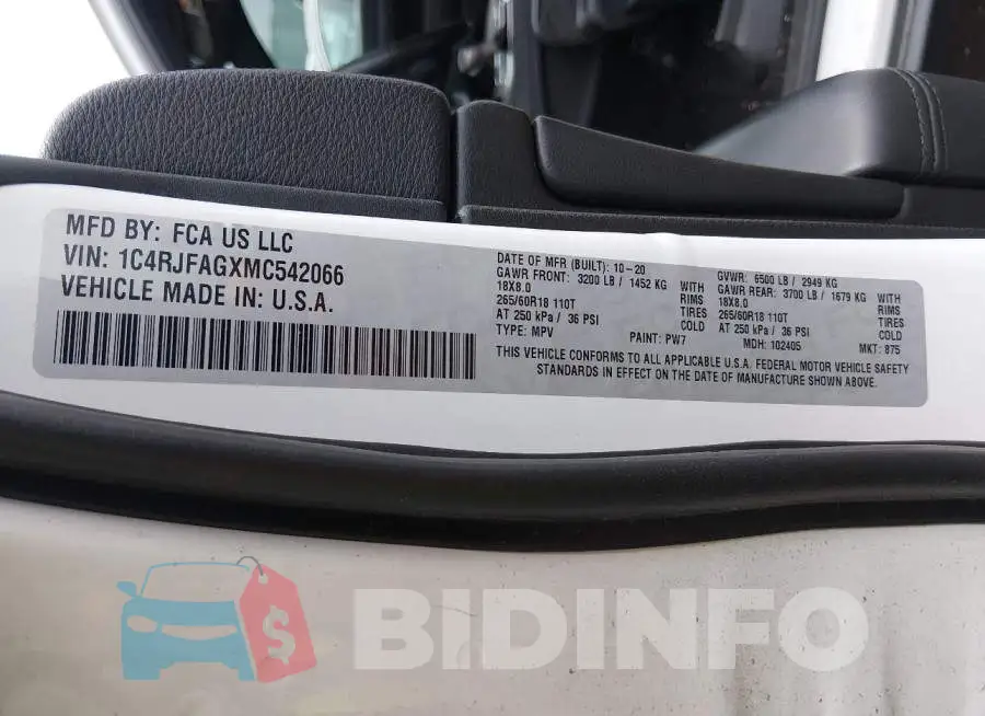 1C4RJFAGXMC542066 Photo# 9