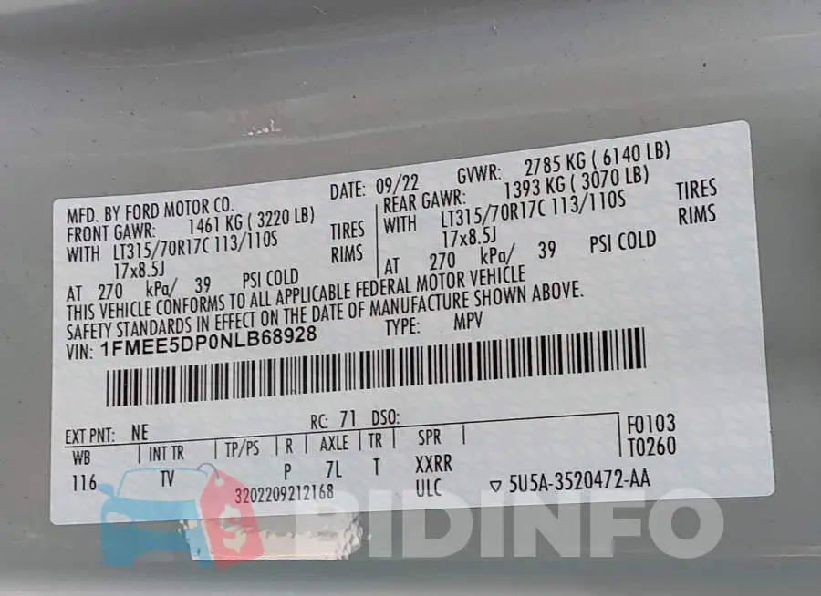 1FMEE5DP0NLB68928 Photo# 9