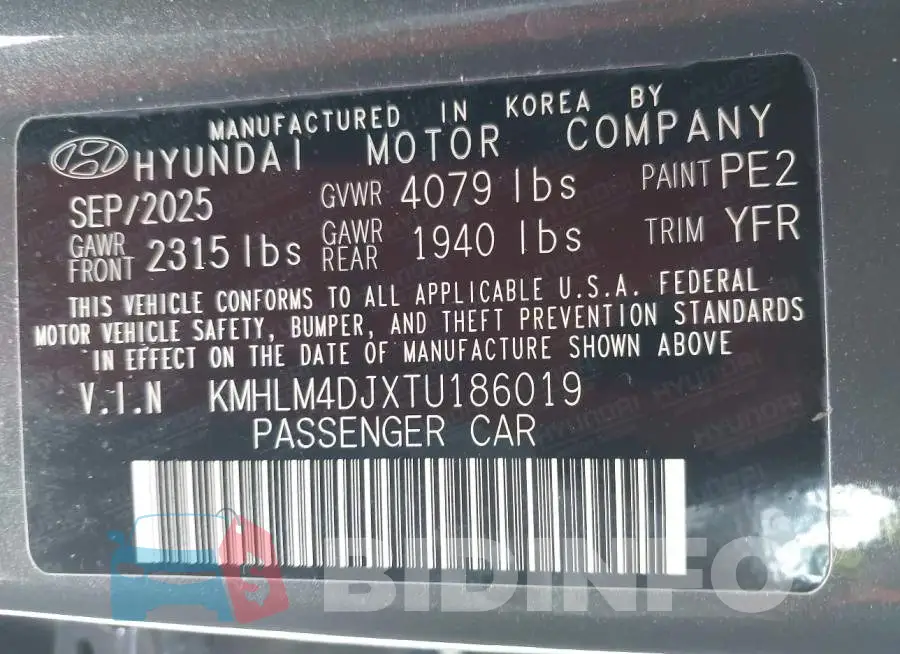 KMHLM4DJXTU186019 Photo# 9
