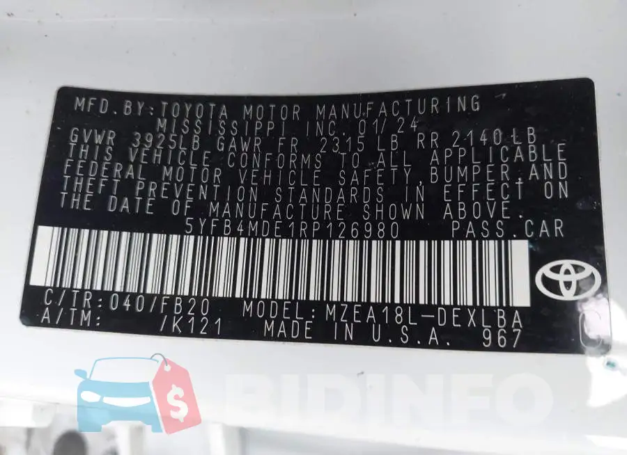 5YFB4MDE1RP126980 Photo# 9