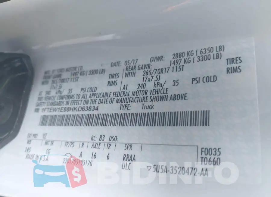 1FTEW1E88HKD63834 Photo# 9