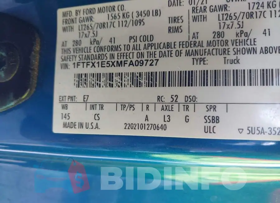 1FTFX1E5XMFA09727 Photo# 9
