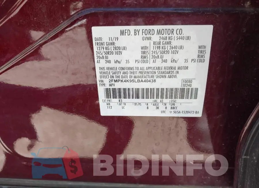 2FMPK4K95LBA40438 Photo# 9