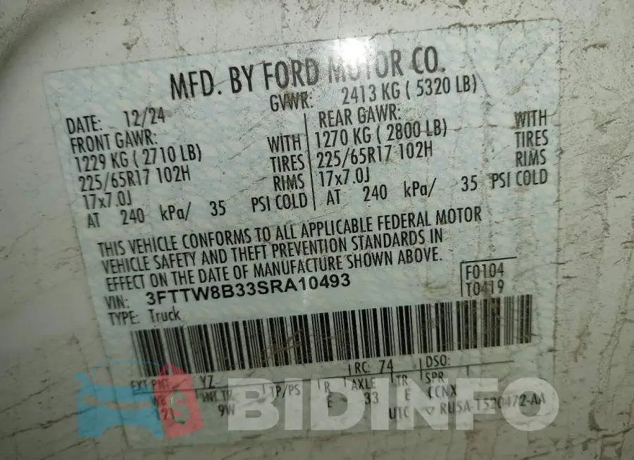 3FTTW8B33SRA10493 Photo# 9