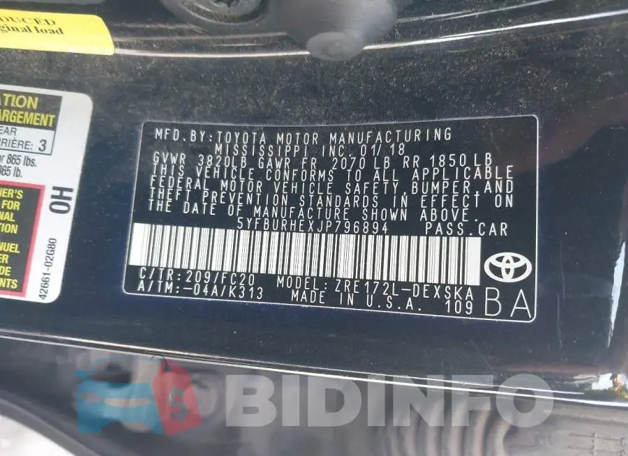 5YFBURHEXJP796894 Photo# 9