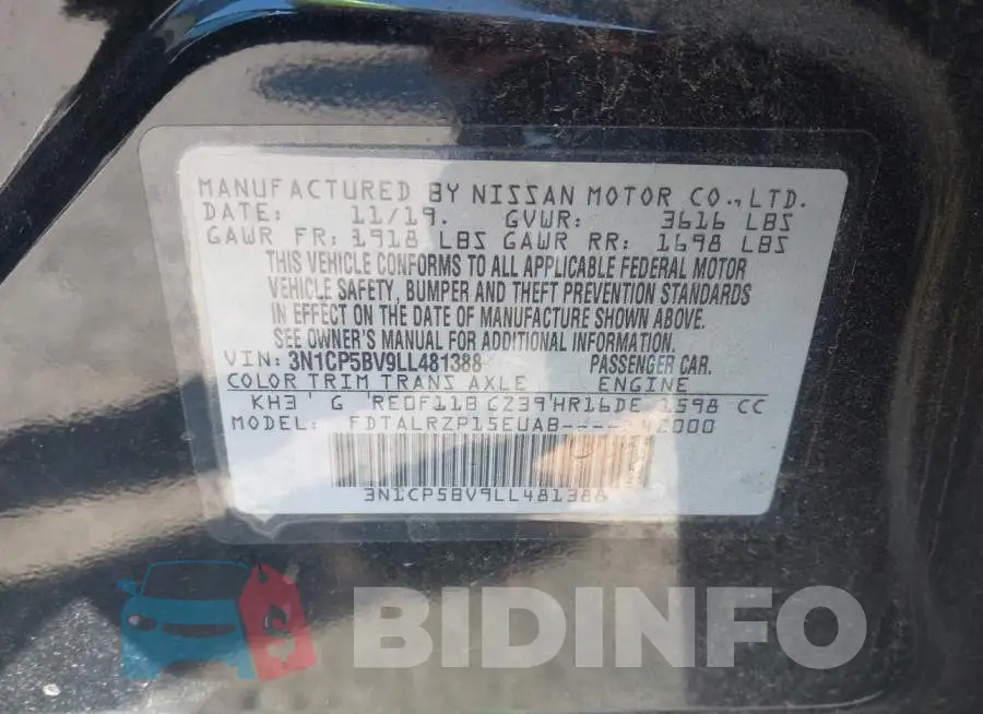 3N1CP5BV9LL481388 Photo# 9