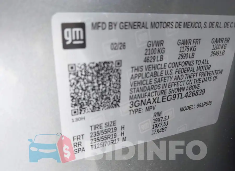 3GNAXLEG9TL426839 Photo# 9
