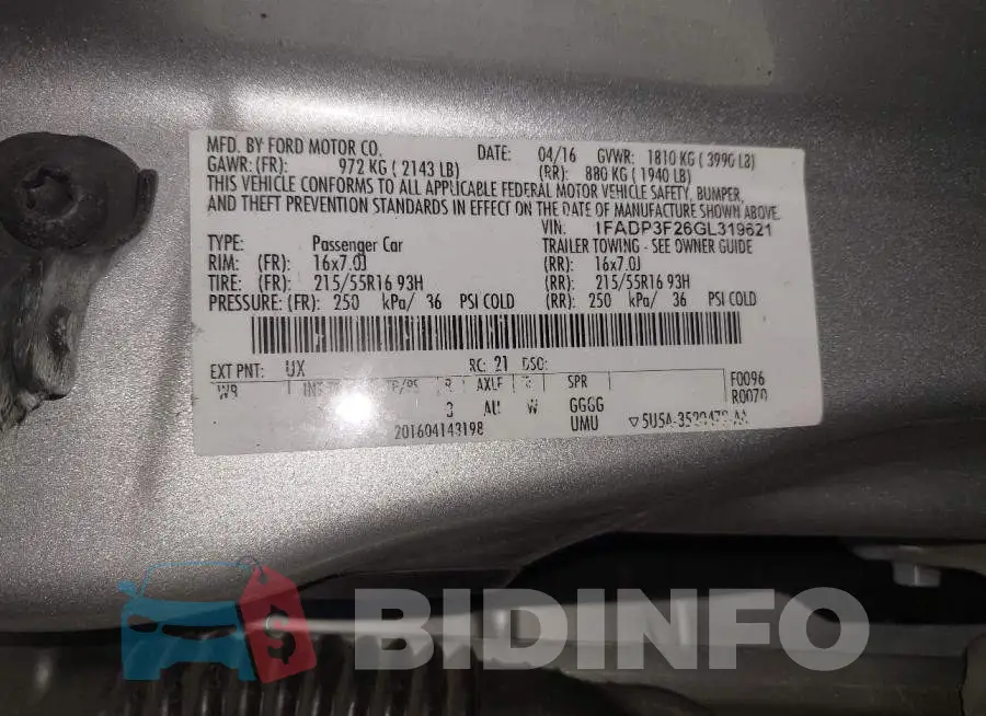 1FADP3F26GL319621 Photo# 9