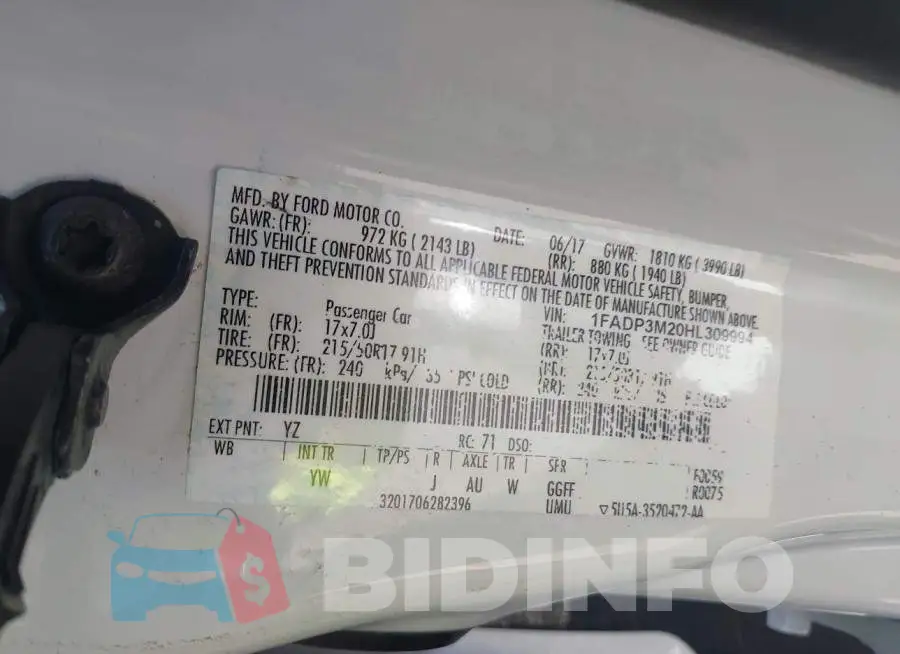 1FADP3M20HL309994 Photo# 9
