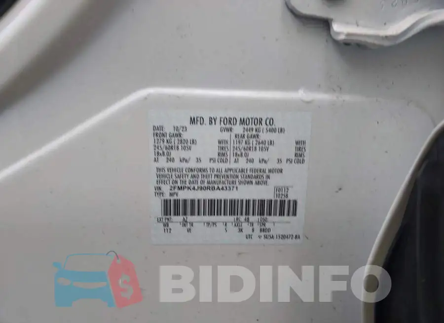 2FMPK4J90RBA43371 Photo# 9