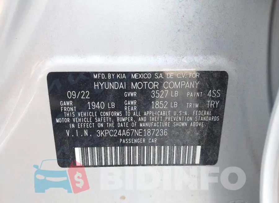 3KPC24A67NE187236 Photo# 9