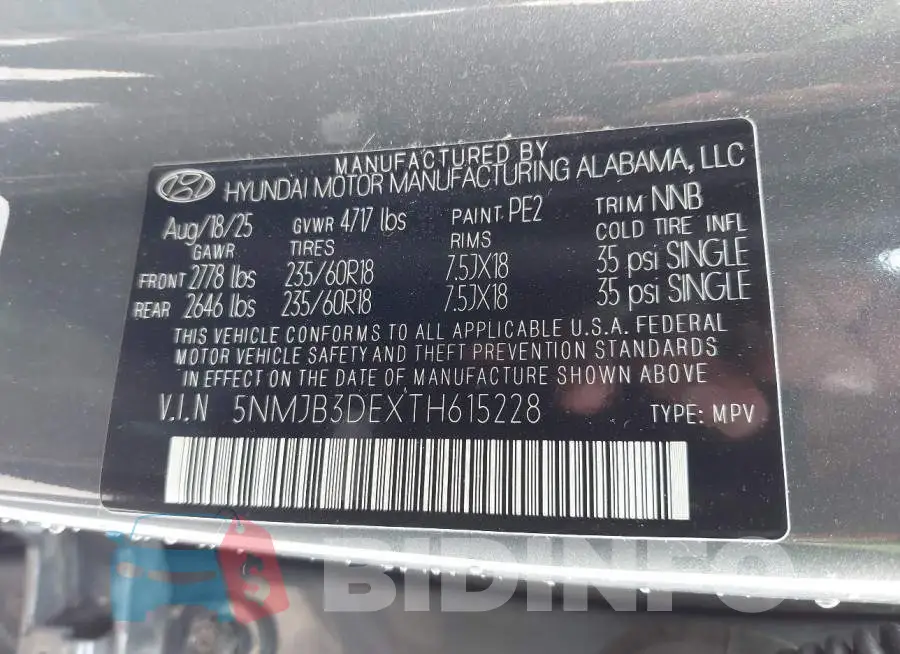 5NMJB3DEXTH615228 Photo# 9