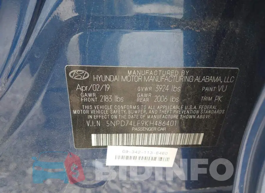 5NPD74LF9KH486401 Photo# 9