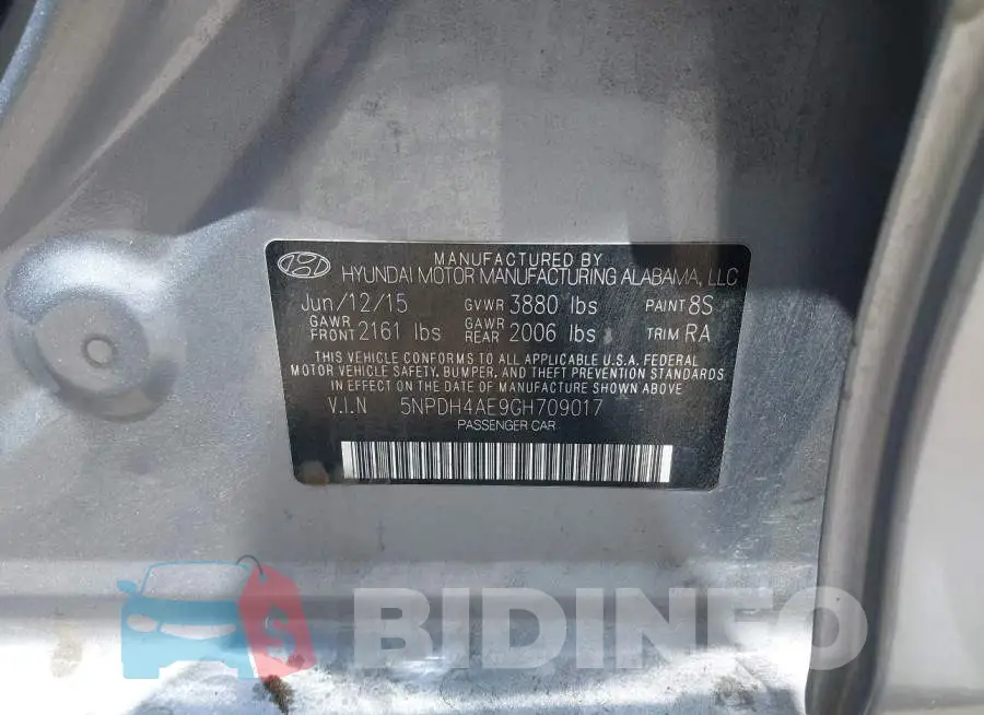 5NPDH4AE9GH709017 Photo# 9