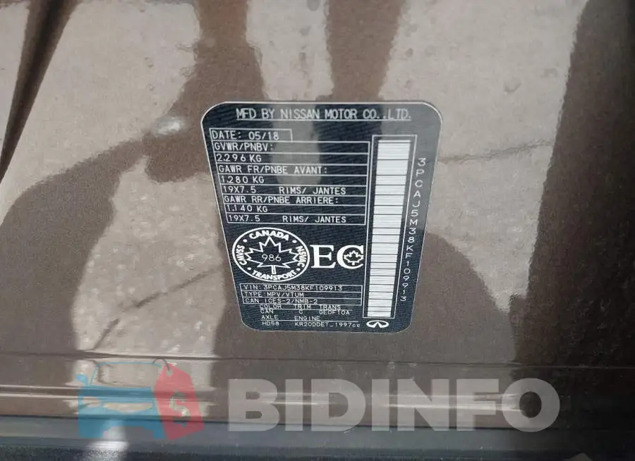 3PCAJ5M38KF109913 Photo# 9