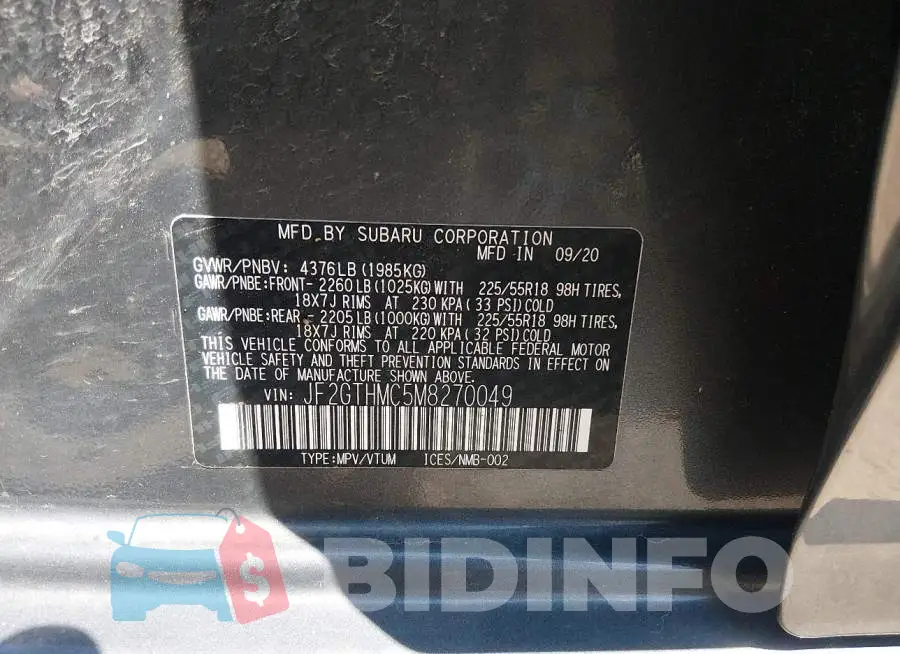 JF2GTHMC5M8270049 Photo# 9