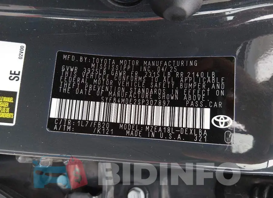 5YFB4MDE2SP307897 Photo# 9
