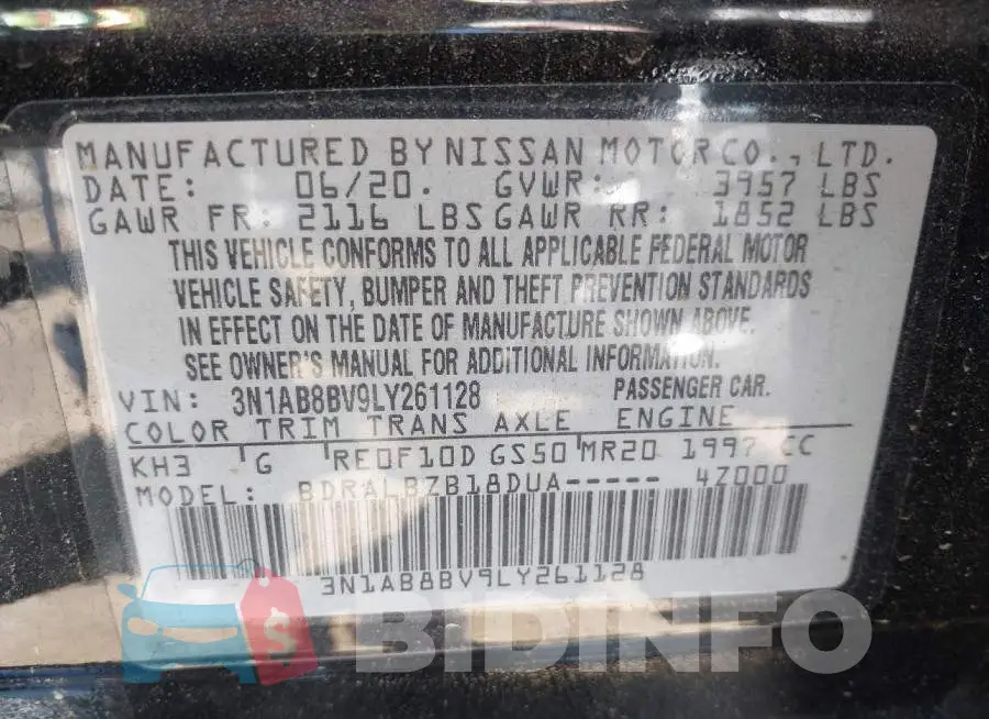 3N1AB8BV9LY261128 Photo# 9