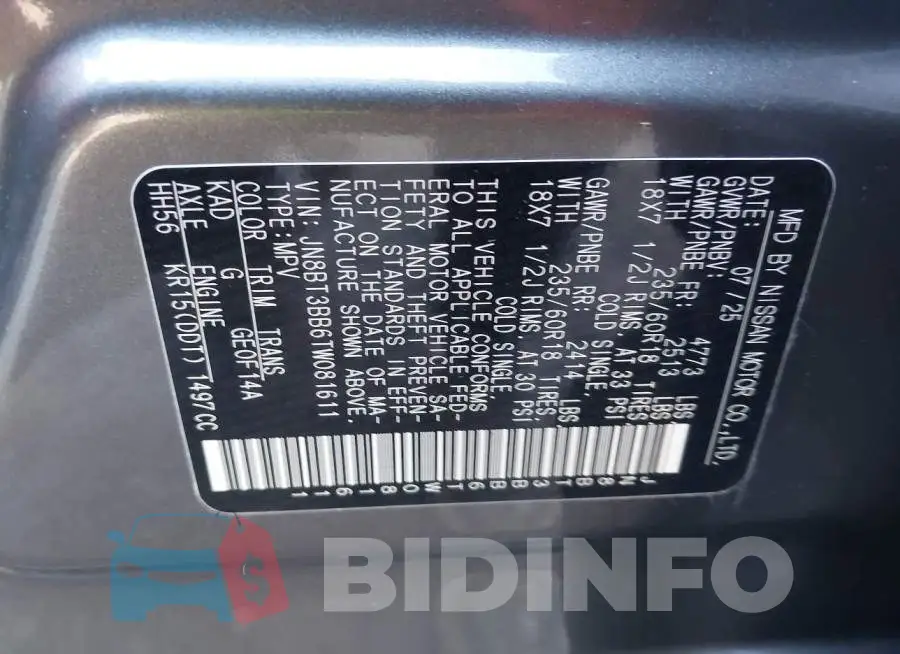 JN8BT3BB6TW081611 Photo# 9