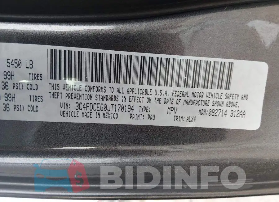 3C4PDCEG0JT170194 Photo# 9