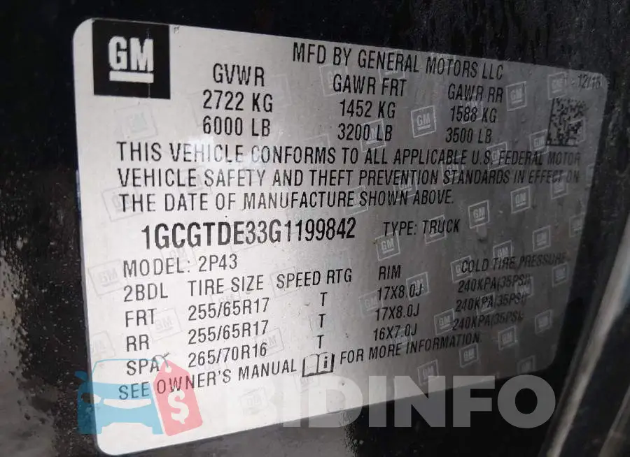 1GCGTDE33G1199842 Photo# 9