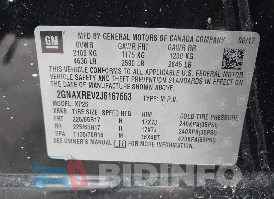 2GNAXREV2J6167663 Photo# 9