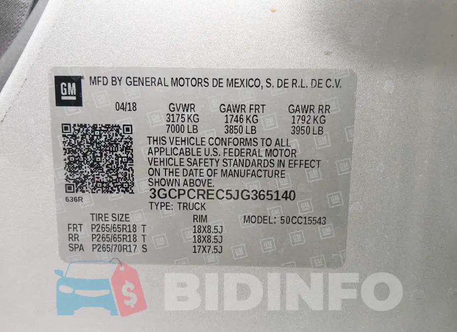 3GCPCREC5JG365140 Photo# 9