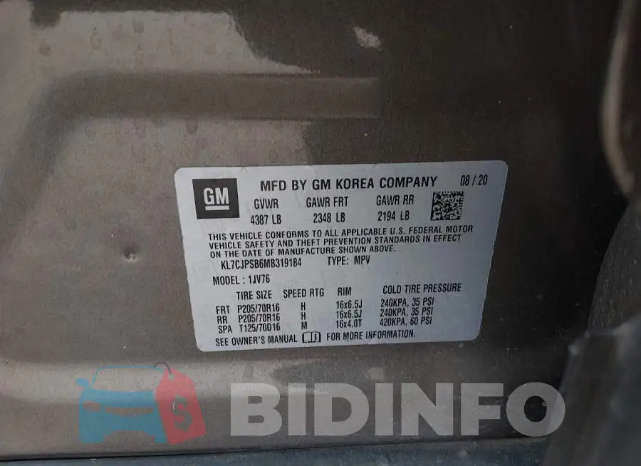 KL7CJPSB6MB319184 Photo# 9