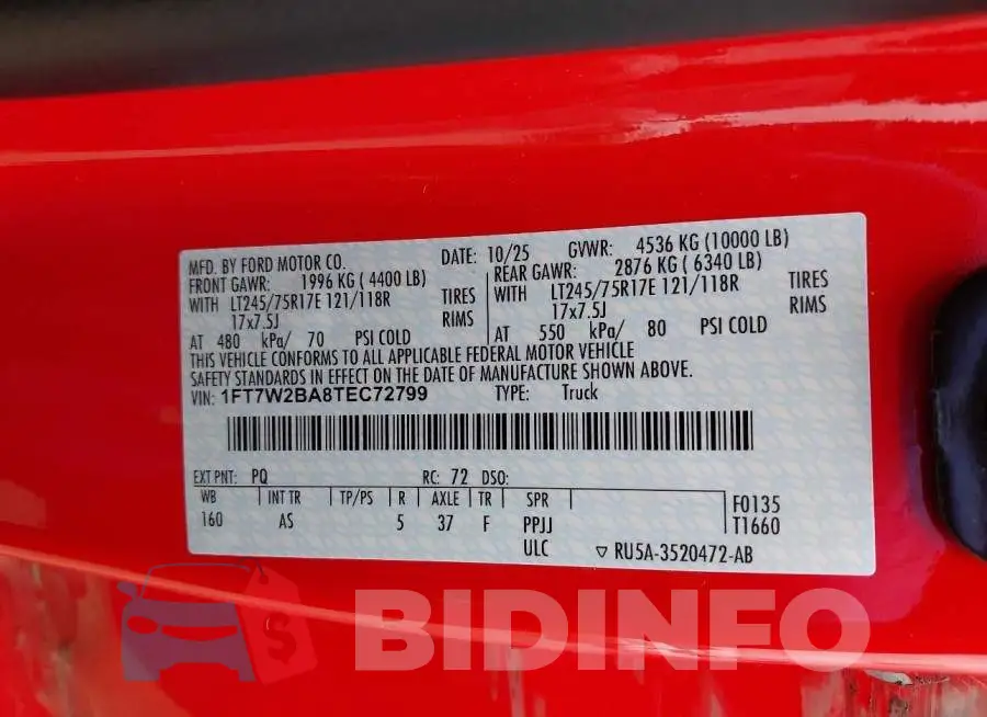 1FT7W2BA8TEC72799 Photo# 9