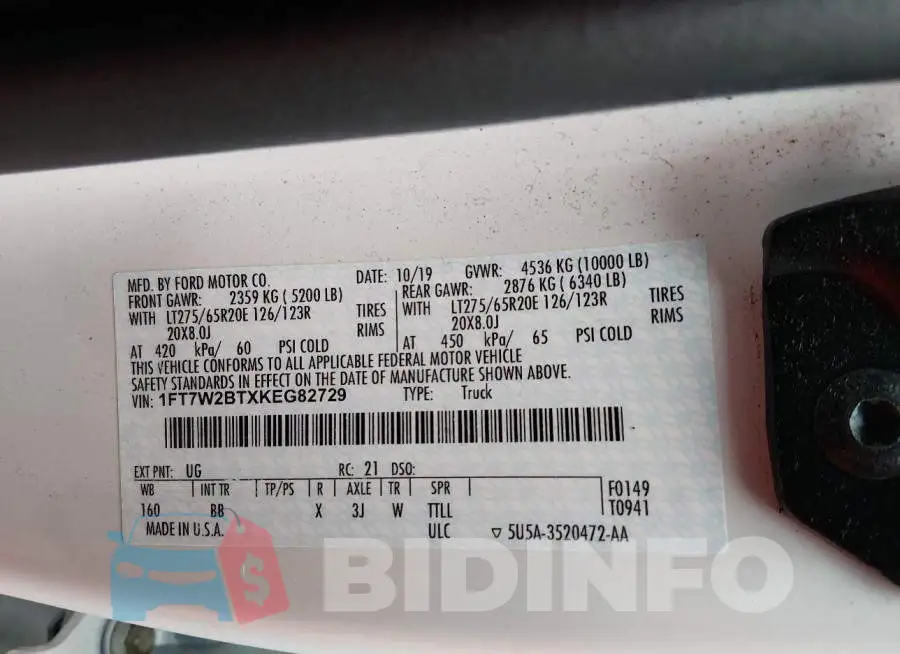 1FT7W2BTXKEG82729 Photo# 9
