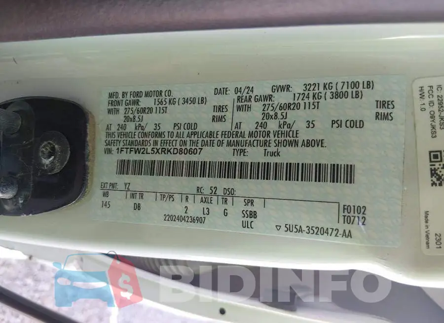 1FTFW2L5XRKD80607 Photo# 9
