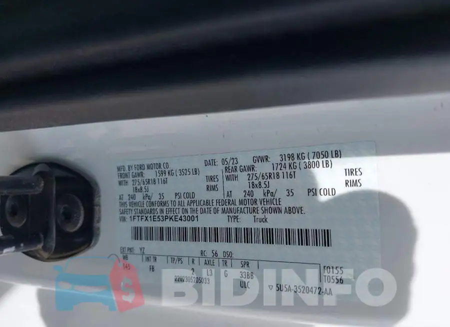1FTFX1E53PKE43001 Photo# 9