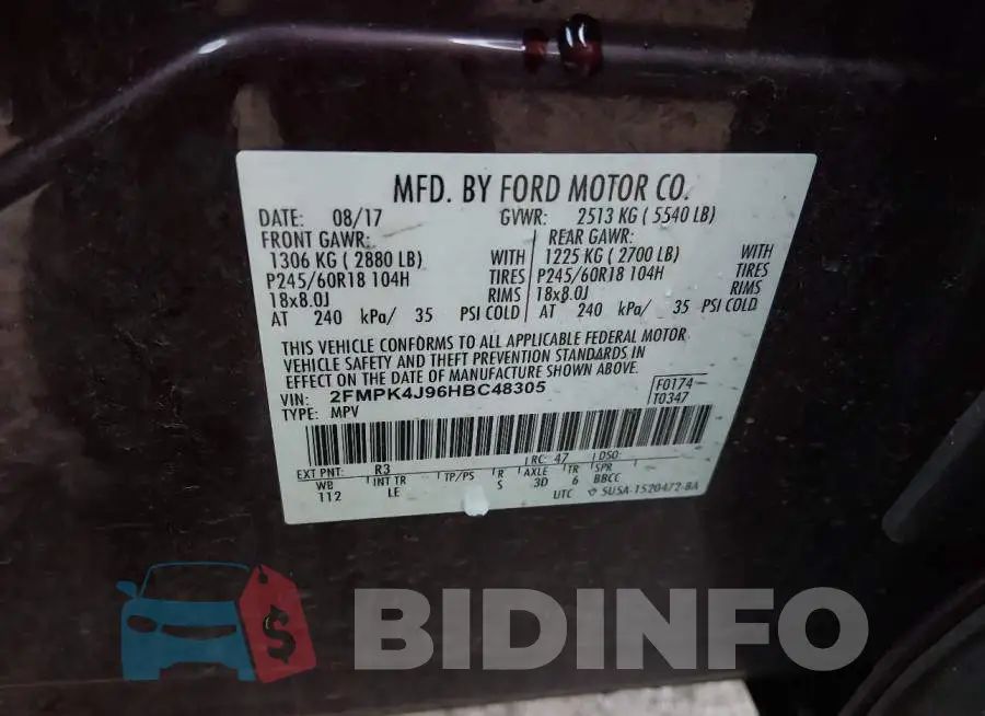 2FMPK4J96HBC48305 Photo# 9
